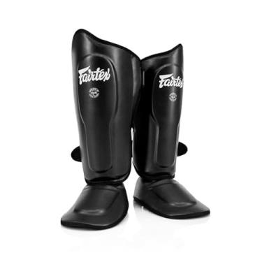Imagem de Fairtex SP9 Ultra Ergo Shin Pads | Muay Thai, Kickboxing Shin Guards made with Syntek Leather (Black, Extra Large)