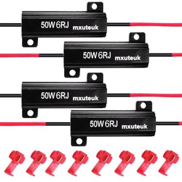 Imagem de mxuteuk Resistores De Carga De Carro De 4 Peças Para Lâmpada De Led Rápida Hiper Flash Led Luzes De Sinalização,Com Clipe De Fio Rápido De 8 Peças 50 W-6Rj-4 50W 6Ohm