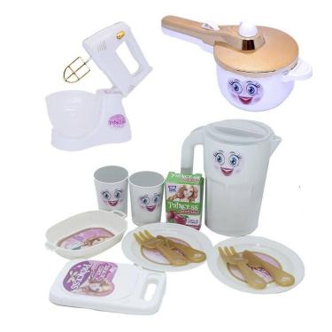 Imagem de Princesa Cozinha Jantar Menina Air Fryer Brinquedo Bolo 14Pç