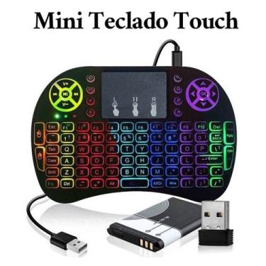 Imagem de Mini Teclado Touch Luz Colorida Sem Fio para TV, Videogame, Notebook -