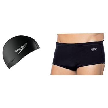 Imagem de Kit Natação Speedo Sunga Tradicional Lycra Adulto + Touca Flat Silicone (Preto, GG2)