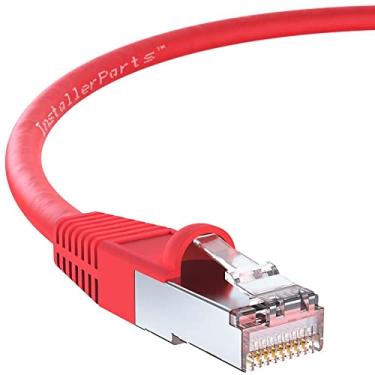 Imagem de InstallerParts (Pacote com 10 cabos Ethernet CAT6 blindado (SSTP/SFTP) inicializado 2 FT - Vermelho - Série Profissional - Cabo de rede de 10 Gigabit/seg/Internet de alta velocidade, 550 MHZ