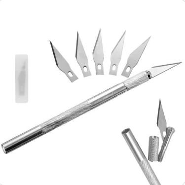 Imagem de Estilete De Precisão Bisturi Artesanato 5 Lâminas - Estilete Bisturi