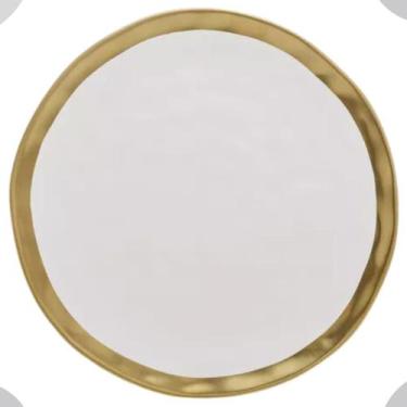 Imagem de Prato Raso de Porcelana Branco e Dourado 6un Dubai - Wolff
