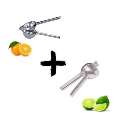 Imagem de Kit 2 Espremedores Laranja e Limão Manual Aluminio Fundido - SS