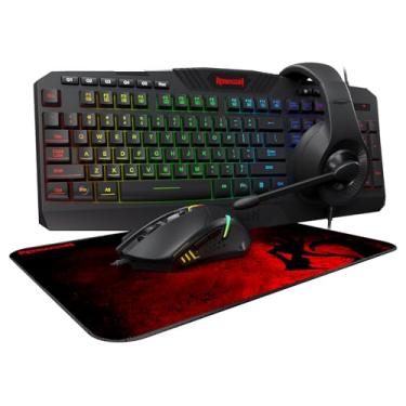 Imagem de Kit Gamer Vajra com Teclado Harpe K503, Mouse Pegasus M601, Fone Garuda H101 e Mousepad P001 S101-Ba, Redragon, Teclados, Preto