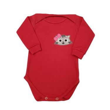 Imagem de Body Manga Longa Gatinha Laço Pink - Mellane Baby, Vermelho, G