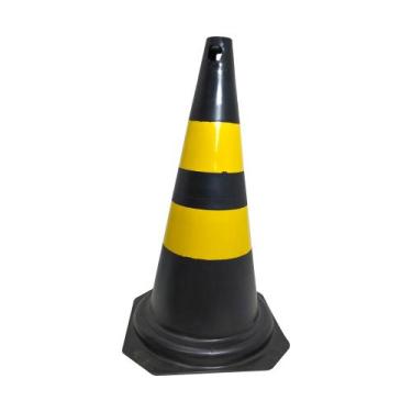 Imagem de Cone de Sinalização Rígido 50 Cm Preto e Amarelo Plastcor