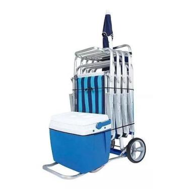 Imagem de Carrinho De Praia Alumínio P/até 5 Cadeiras Vira Mesa - Mor