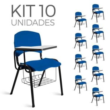 Imagem de Cadeira Plástica Universitária Kit 10 A/E Azul Lara - Shop Cadeiras
