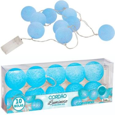 Imagem de Luminária Cordão Pilha Casa Decoração 10 Bolinha Led Azul - Art House,