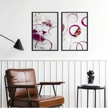 Imagem de Kit 2 Quadros Arte Vinho Tinto - Fotos 24X18Cm - Com Vidro - Quadros O