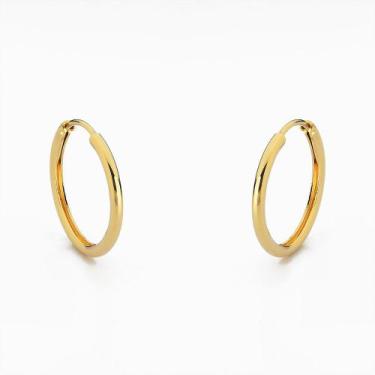 Imagem de Brinco Argola Unissex Básica Lisa Banhado A Ouro 18K - Atraktiva Jóias
