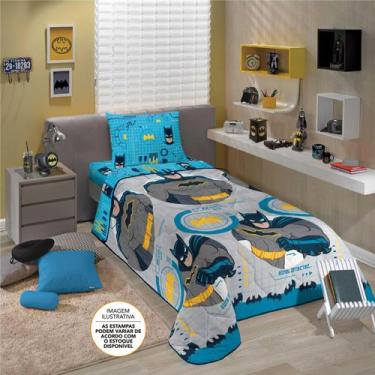 Imagem de Edredon Dupla Face Microfibra Solteiro Estampado Batman - 1,40m x 2,10