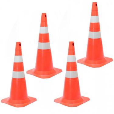 Imagem de Kit 4 Cones para sinalização 75 cm com 2 faixas - RM-41 - MultiMarcas
