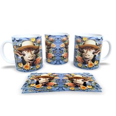 Imagem de Caneca Branca de Porcelana Personalizadas Novas Arte em 3D Animais (Girafa)