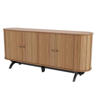 Imagem de Balcão Buffet Pés Retrô 180cm 4 Portas Miles D01 Freijó/Preto Fosco - 