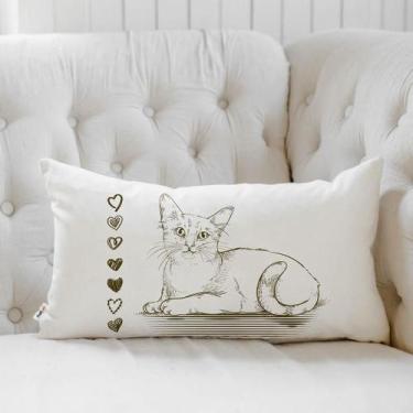 Imagem de Almofada Algodão Retangular Estampada 30x50cm Gato Marrom - FASTLAR