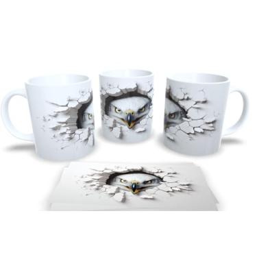 Imagem de Caneca Branca de Porcelana Personalizadas Coleção Arte em 3D (Aguia 7)
