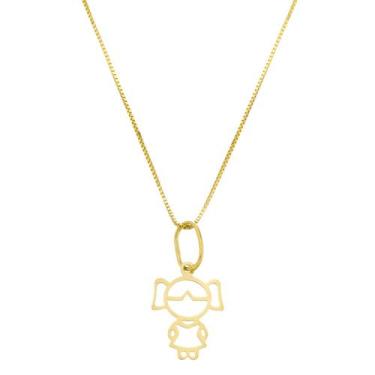 Imagem de Corrente Veneziana Ouro 18k Feminina 40cm E Pingente Menina - DR Joias