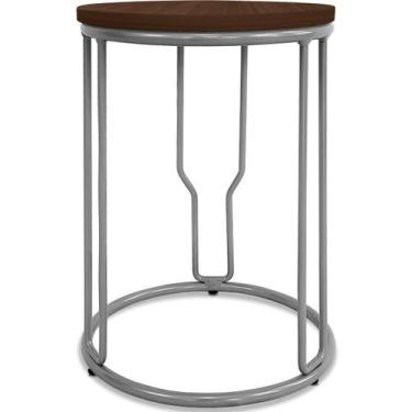 Imagem de Banco Banquinho Baixo Redondo Uganda Cozinha Área De Lazer Prata - Gen