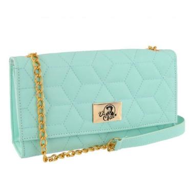 Imagem de Bolsa feminina clutch alça em corrente bordado festa - DUCHICO, Verde,