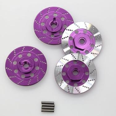Imagem de Chanmoo 1/10 RC Aluminum Alloy 12mm Hex Drift Wheels Rim Tires Hub Brake Disc Compatible with 1/10 RC On Road Rally Touring Racing Street Car Traxxas Tamiya HSP HPI Redcat Racing 4PCS (Purple)