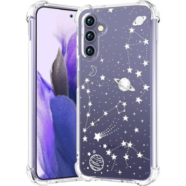 Imagem de CCFUNCASE Compatível com Samsung Galaxy S24+ Plus / S25+ Plus Capa transparente fofa para mulheres - Capas de telefone robustas Funda Capa protetora (Planetas Brancos Galaxy Universe)