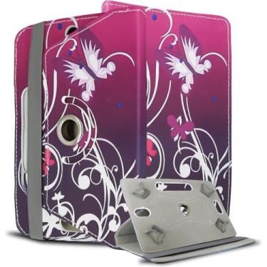 Imagem de Capa universal para 20 cm, capa protetora de couro PU com suporte multiângulo para 20.3 cm, Samsung, Lenovo, Huawei, Acer, Fire Tab e todos os outros tablets de 8 polegadas (borboleta roxa)