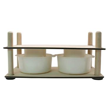 Imagem de Prensa de queijo para fazer queijo de 40,64 cm – Kit para fazer queijos com prensa de queijo de madeira e 2 moldes de queijo 1,2 L – Prensa de cheese para fazer queijo doméstico Guias de madeira