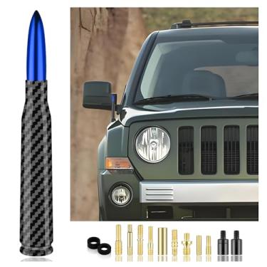 Imagem de Antena Bullet de carro com 13 acessórios de substituição de antena de carro, decoração de antena de caminhão compatível com Chevrolet Dodge Toyota GMC Jeep Ford (azul)