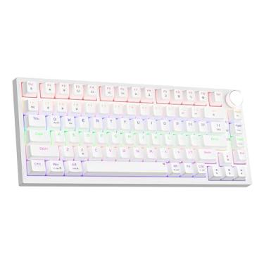 Imagem de Newmen GM326 Teclado mecânico de 75% por cento, teclado mecânico para jogos compacto e retroiluminado com botão, mini teclados para jogos anti-fantasma de 82 teclas para Windows Mac PC, interruptor