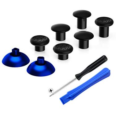 Imagem de eXtremeRate ThumbsGear – joystick ergonômico intercambiável para controle Playstation 4 PS4 Slim PS4 Pro com 3 alturas abobadadas e garras côncavas ajustáveis – Cromado azul e preto