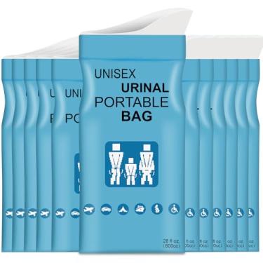Imagem de Landhood Sacos de urina descartáveis com almofada absorvente em sacos portáteis para urinol para urinol resseláveis, unissex para engarrafamentos, viagens em movimento, pacote com 12