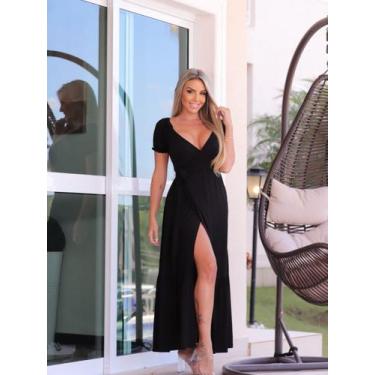 Imagem de Vestido Longo Envelope Manga Princesa - luh may, Preto, P