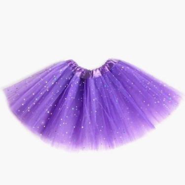 Imagem de Saia Tule Lilás Infantil com Glitter  - 30cm - Extra Festas