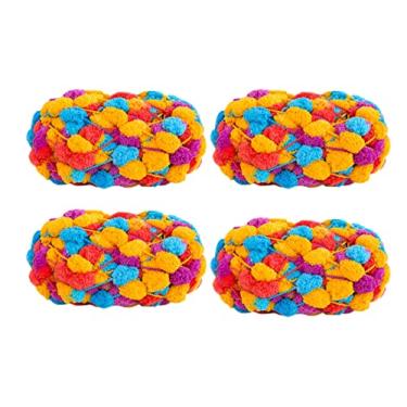 Imagem de 4 bolas de fio Pomp-A-Doodle, 100% poliéster Jelly Bean POM-POM para crochê, cobertor de tricô, tapete para animais de estimação, 600 g (colorido fresco)