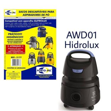 Imagem de Kit 3 Sacos Aspirador de Pó Electrolux - Hidrolux AWD01 (2177) - Porto