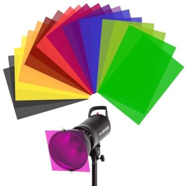 Imagem de Pacote com 20 filtros de luz de gel de correção de cor, filme de filtro de cor transparente, folhas de transparência coloridas, correção de cor, filme para lâmpada, farol, estroboscópio de estúdio