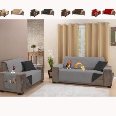 Imagem de Kit Jogo Capa Protetor para Sofá Impermeável Dupla Face 2 e 3 Lugares 