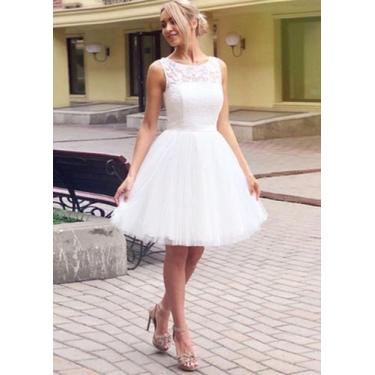 Imagem de Vestido Noiva Curto Debutante 15 Anos Com Peito De Renda - AUGUI Noiva