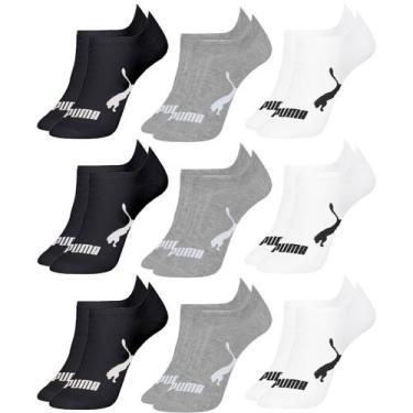 Imagem de Kit 9 Pares De Meias Puma Sapatilha Esportiva Masculina, Branco, 38-43