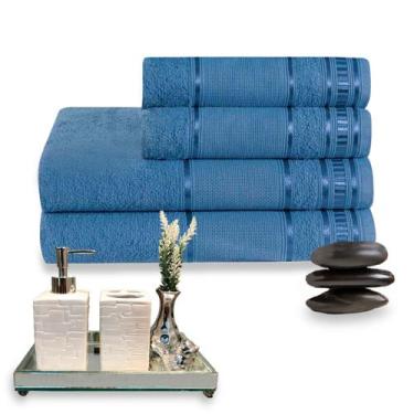 Imagem de Conjunto de Banho Premium 4 Peças 100% Algodão - Dianneli, Jeans
