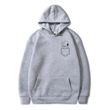 Imagem de Moletom Canguru Com Estampa Snoopy Bolsinho Blusa De Frio Unissex. - S