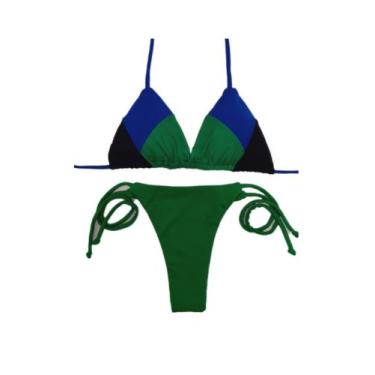 Imagem de Coleção 3 cores Biquíni cortininha com bojo e calcinha fio dental - DE