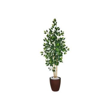 Imagem de Planta Árvore Artificial Bambu Real Toque 1,6m Kit + Vaso S. Marrom 30
