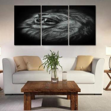 Imagem de Quadros mosaico tigre e leão med. 105x65 ps 2mm adesivo fosco borda in