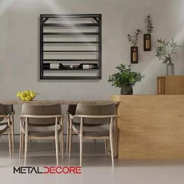 Imagem de Suporte Estilo Industrial Suspenso Adega Para Garrafas De Vinho Prátic