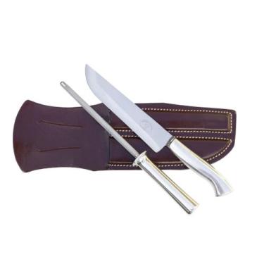 Imagem de Conjunto faca de inox cabo de alumínio 6" com bainha e chaira afi-cort