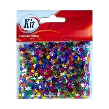 Imagem de Lantejoula Metalizada de Estrelinhas Coloridas Pacote c/ 25g - Kit  Es